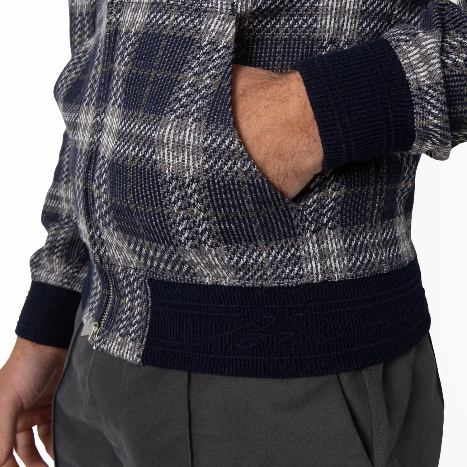 Худи с жаккардовым принтом Men's Jacquard Check Hoodie Burberry, Indigo Ip Check — фото 2