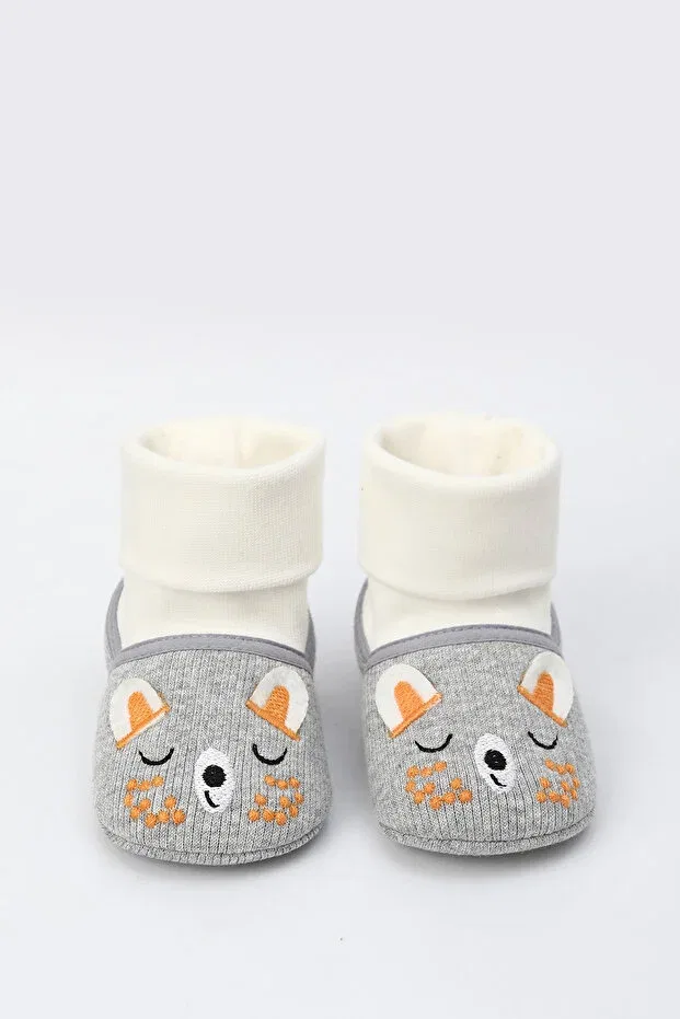 Детские ботиночки для новорожденных с вышивкой Baby Shez, Gray — фото 2
