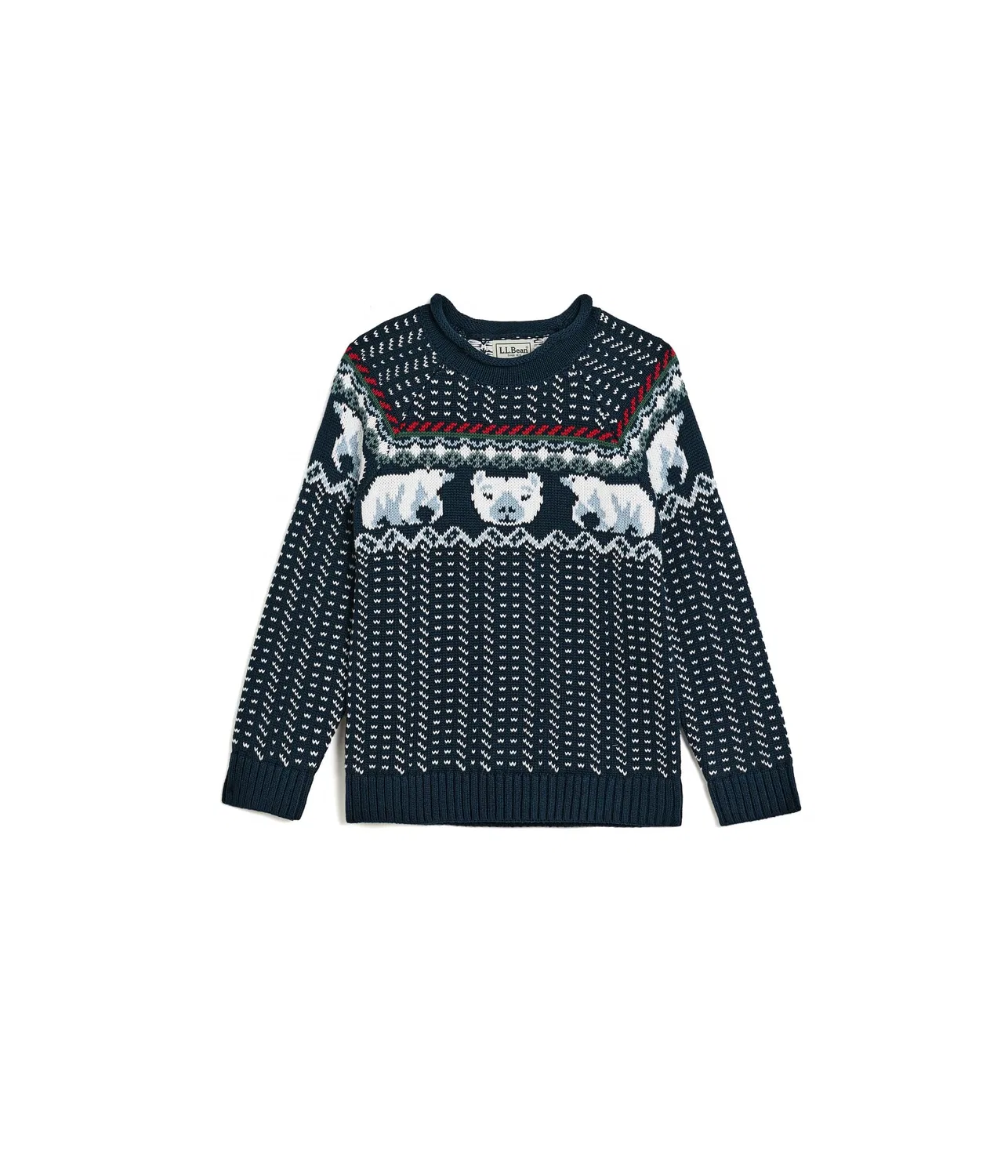 Хлопковый свитер с высоким воротником (для детей постарше) L.L.Bean Kids, Classic Navy Polar Fairisle