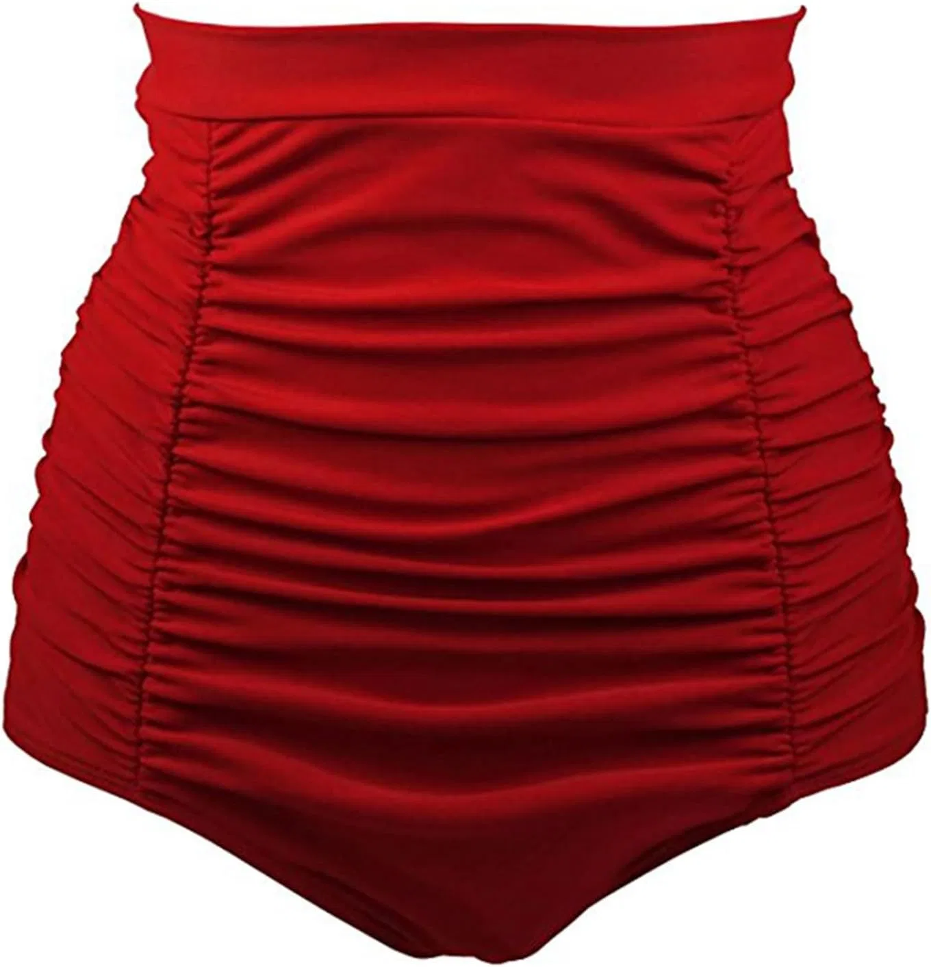 Женские плавки с завышенной талией и встроенными шортами, Solid, Red
