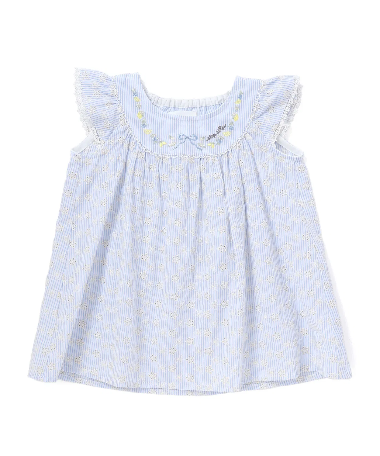 Детская туника для девочек с длинным рукавом модель Stripes & Checks SLAP SLIP, Black/Blue — фото 4