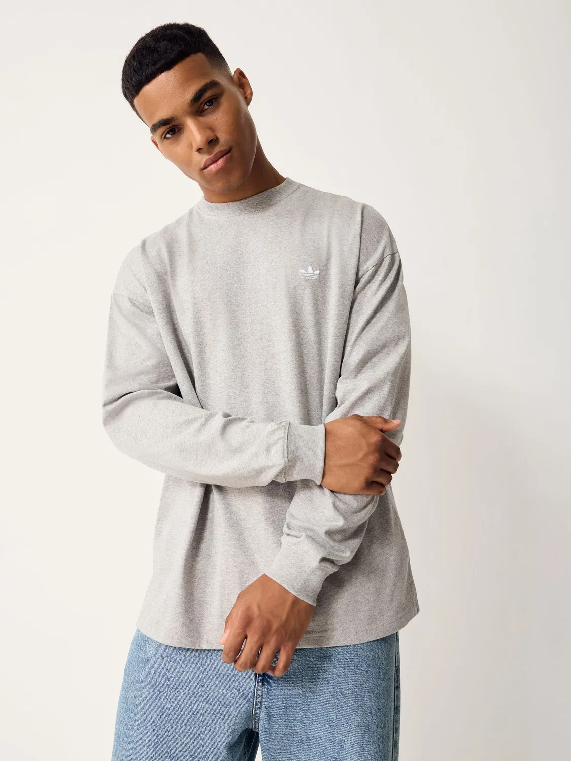 Футболка с длинным рукавом Trefoil Essentials, adidas Originals, серый