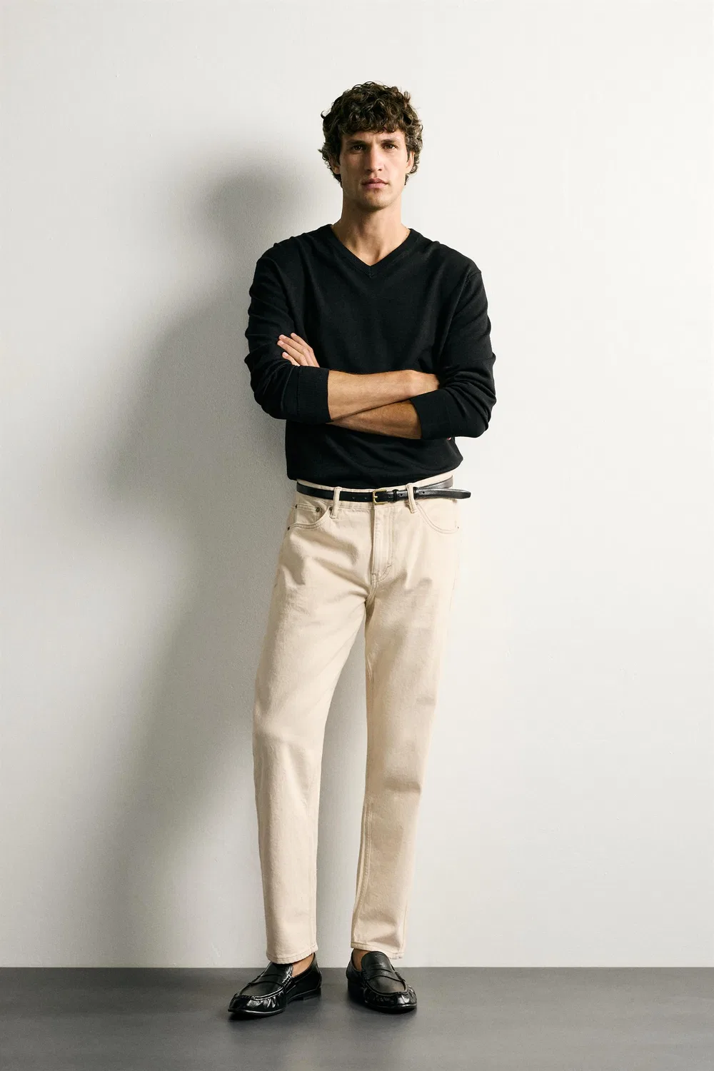 Узкие джинсы зауженного кроя ZARA, Ecru