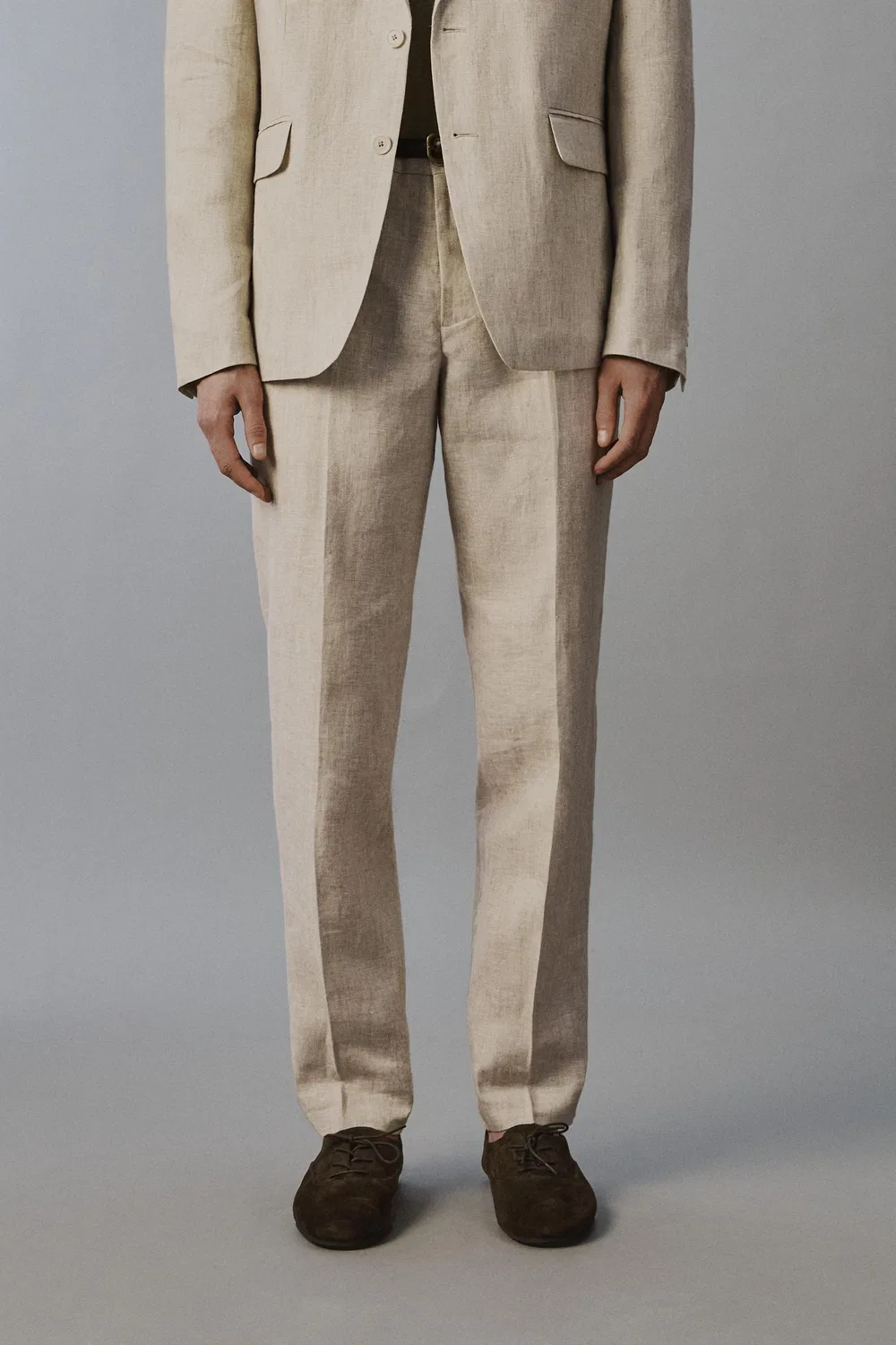 Брюки от костюма из 100% льна ZARA, Light Beige — фото 2