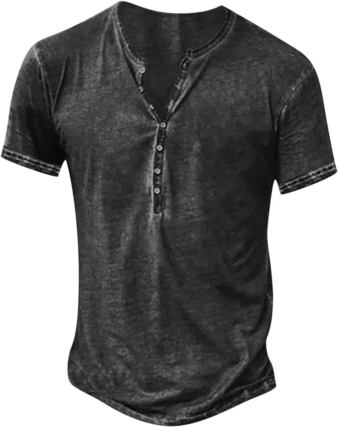 Мужская повседневная футболка с пуговицами Henley, Dark Gray