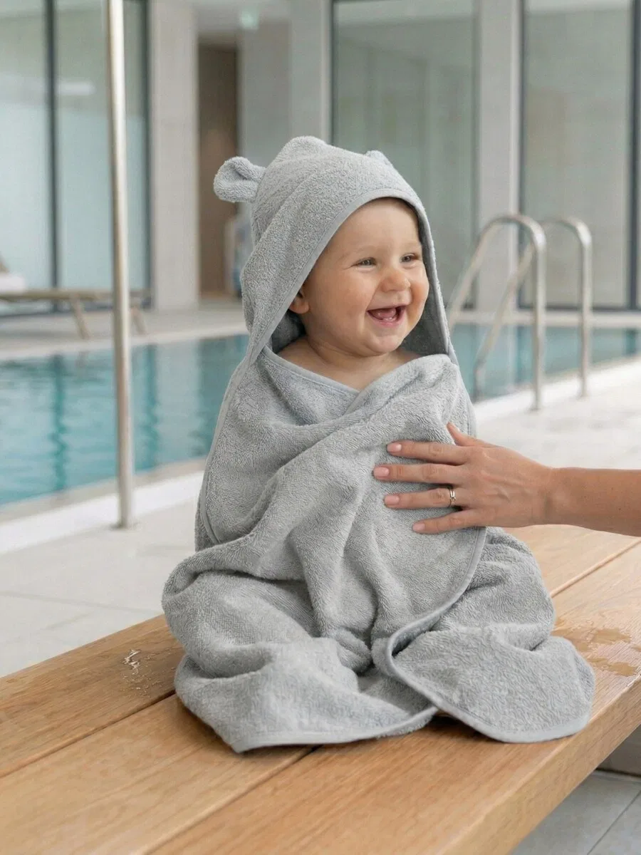 Халат MOYO Baby Kapuzenhandtuch mit sußen Ohren светло-серого цвета — фото 2