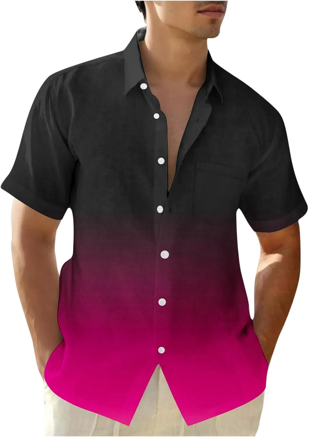 Мужская свободная рубашка с градиентом Generic, Hot Pink