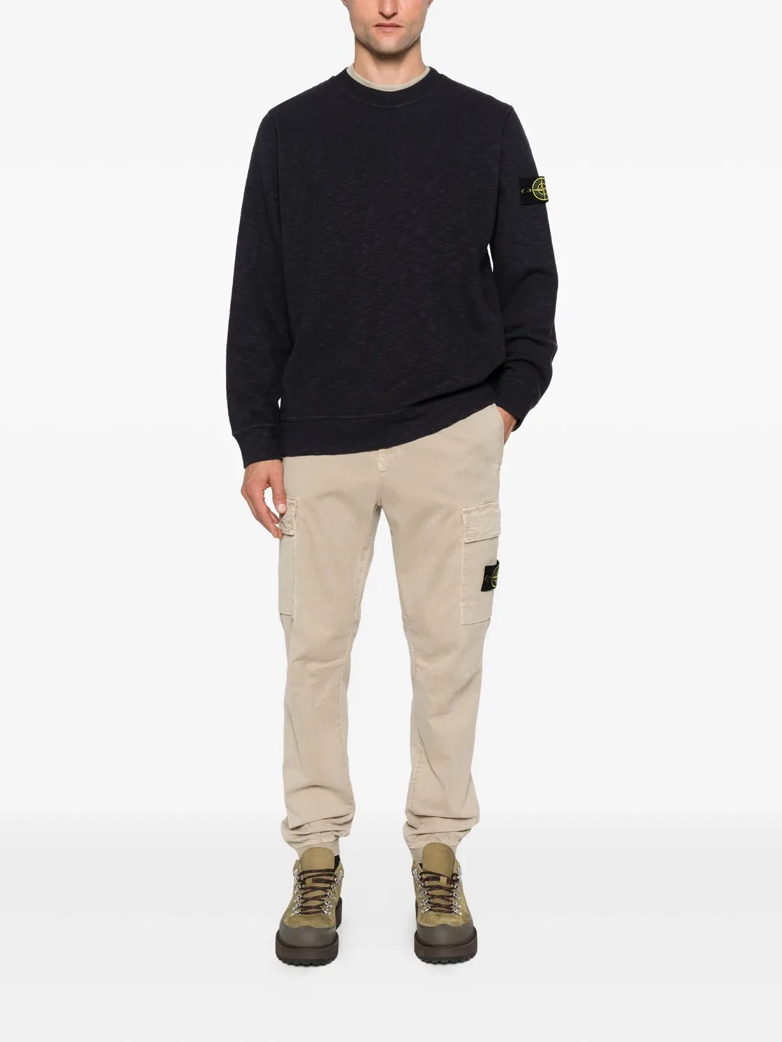 Свитшот с накладным карманом из хлопка Stone Island, синий — фото 2