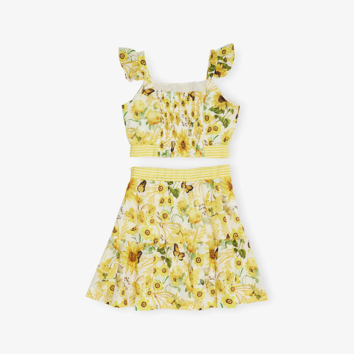 Комплект из топа и юбки с ботаническим принтом и оборками от Lapin House x Mary Katrantzou (2-12 лет), желтый — фото 3