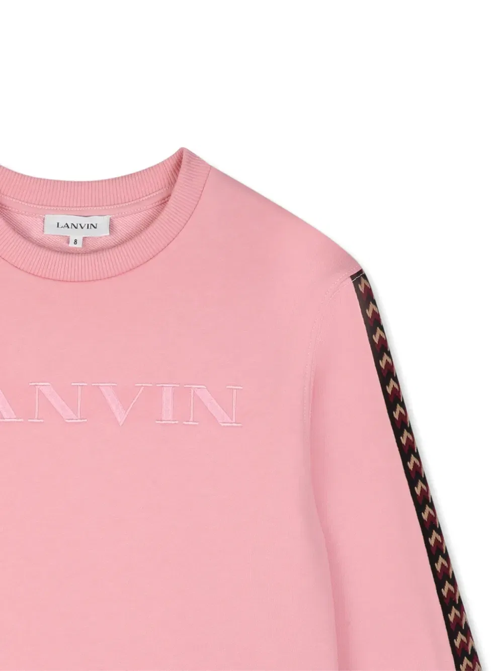 Свитшот со вставками по бокам и вышитым логотипом Lanvin Enfant, розовый — фото 3