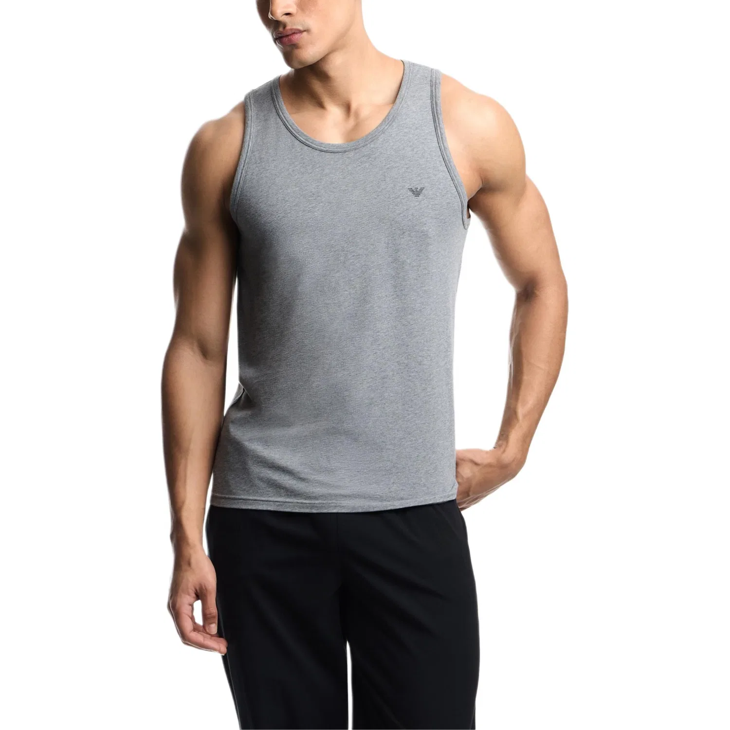 Топ-майка мужская серая с круглым вырезом, EMPORIO ARMANI, Gray — фото 3