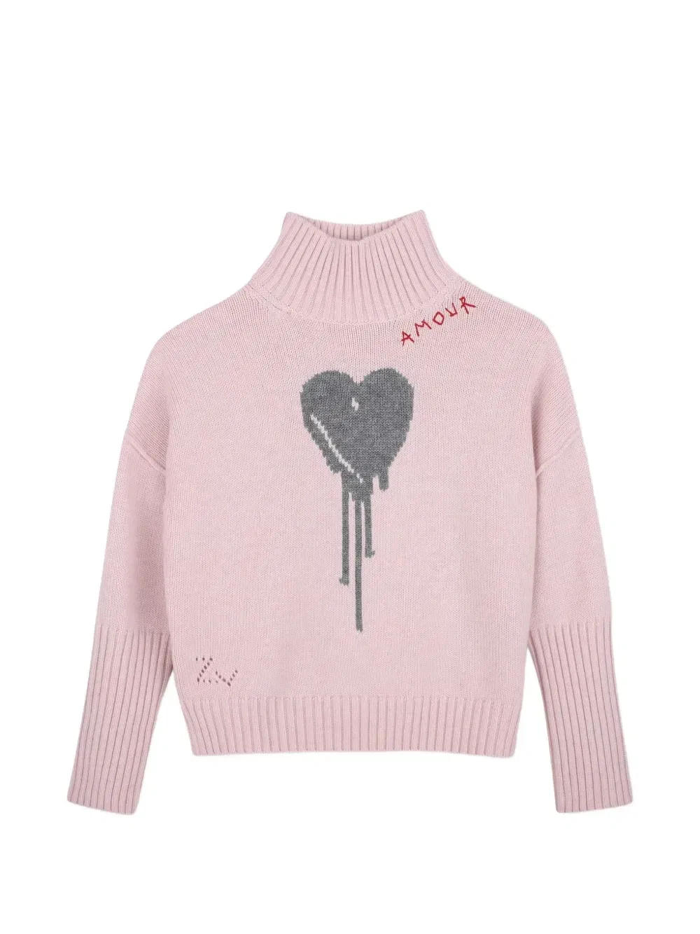 Свитер с высоким воротником вязки интарсия Zadig & Voltaire Kids, розовый