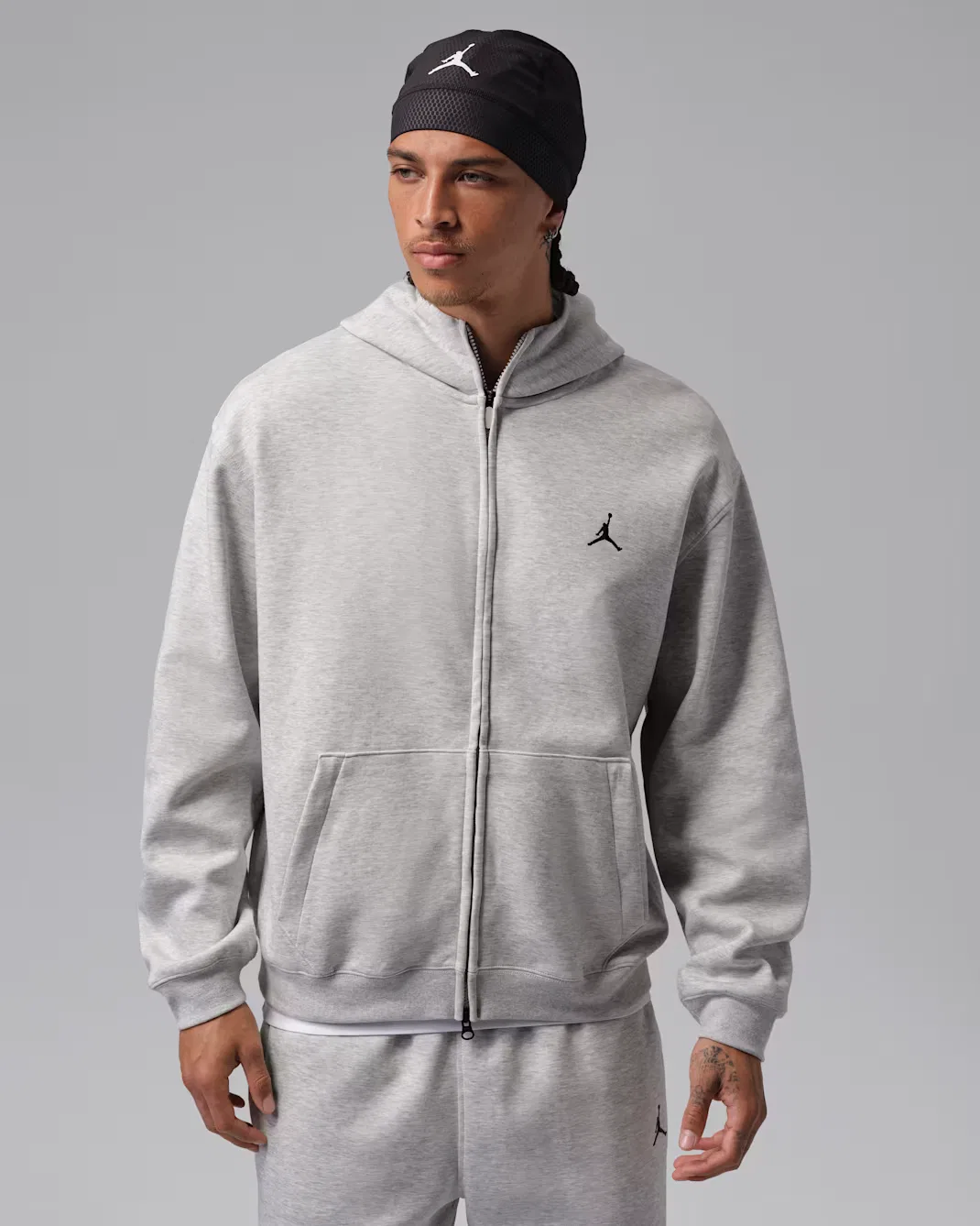 Мужская толстовка на молнии Dri-FIT Jordan Sport Hoop Fleece, Grey Heather