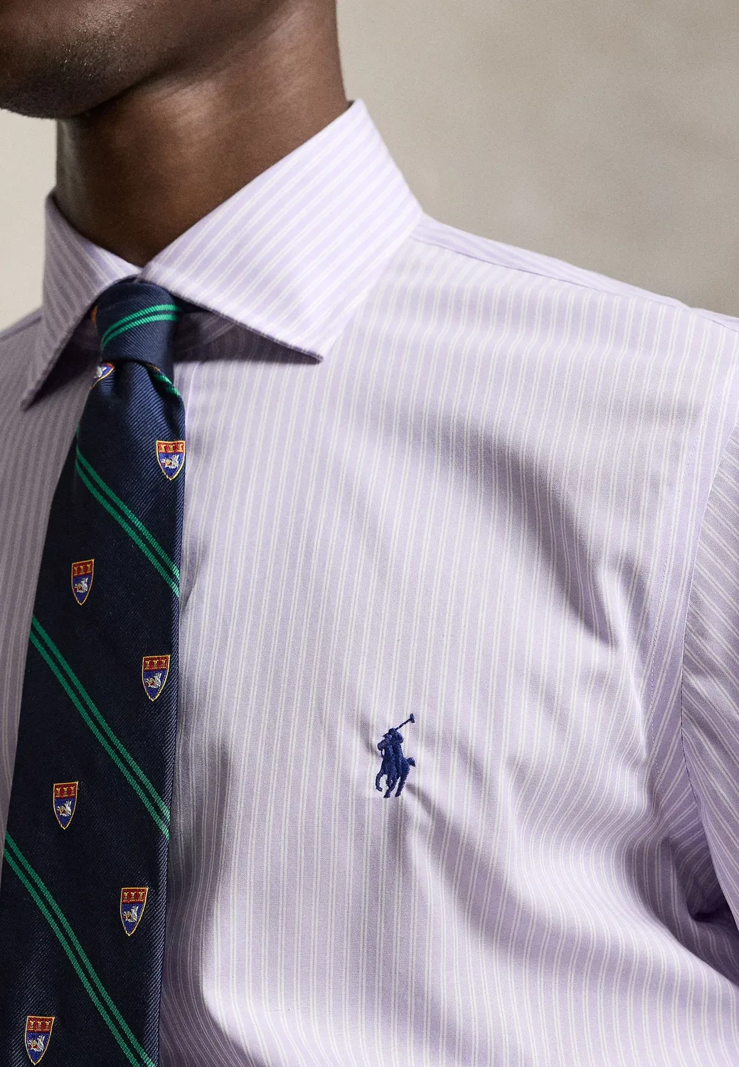 Рубашка из полосатого поплина, сшитая на заказ Polo Ralph Lauren, Powder Purple White — фото 4