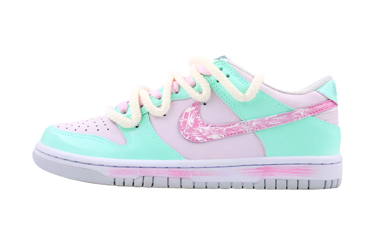 Детские скейтбординг-кроссовки с принтом Cherry Blossom Mint-Green Pink Nike — фото 3