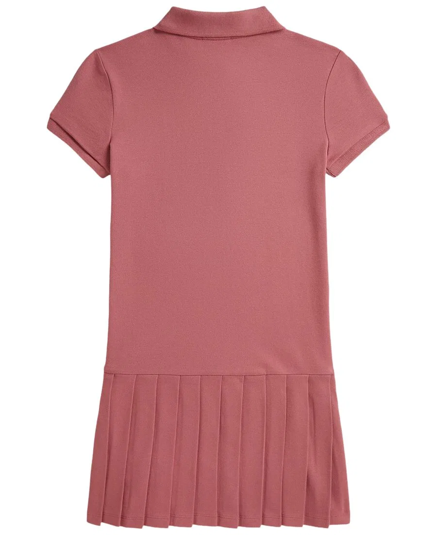 Платье-поло с плиссированной юбкой, модель Pleated Stretch Mesh Polo Dress Polo Ralph Lauren, Canvas Pink — фото 2