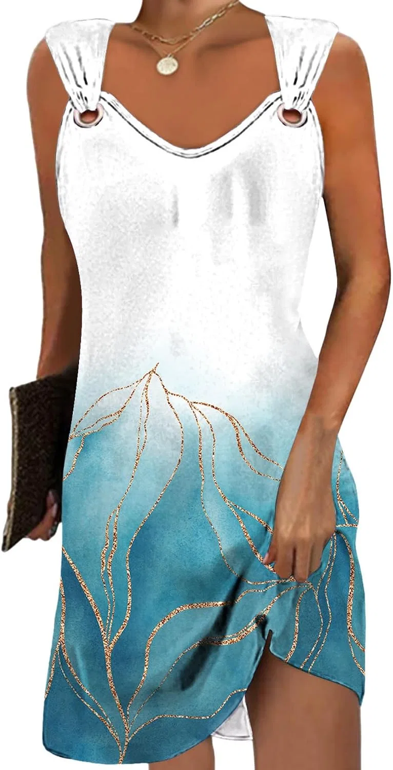 Женское летнее сарафан-платье без рукавов с цветочным принтом, Dresses6aa