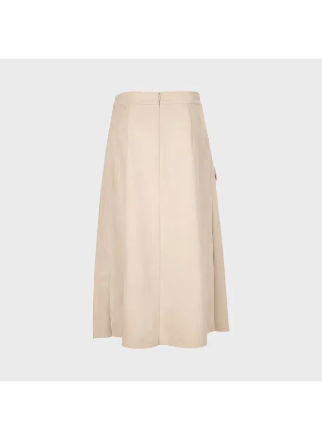 Юбка плиссированная A-line миди Zara, абрикосовый — фото 3