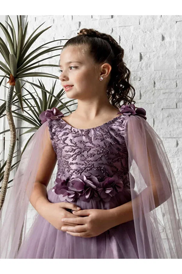 Детское платье для девочек с принтом Loungewear Mertoğlu Baby, Purple — фото 3