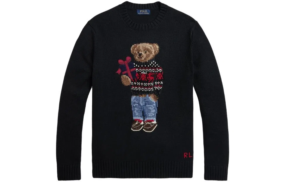Polo Ralph Lauren Мужской свитер с принтом Polo Bear Black — фото 4