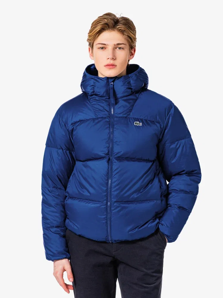 Пуховик мужской с капюшоном, модель BH7841 LACOSTE, Royal Blue