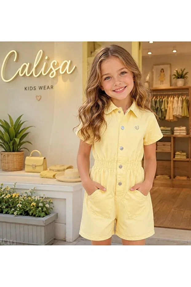 Детский комбинезон для девочек с коротким рукавом Put-On-Out Calisa, Yellow — фото 3