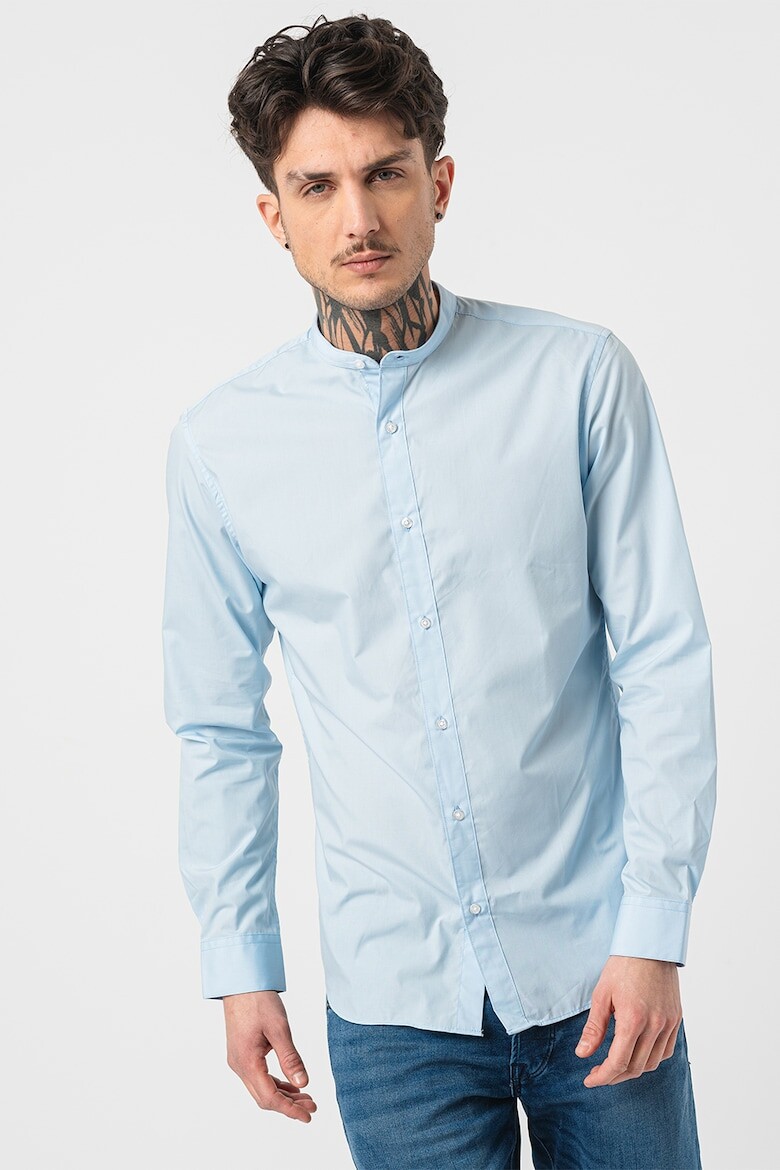 

Хлопковая рубашка с низким воротником Jack & Jones, синий