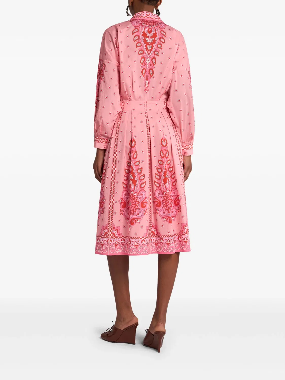 ETRO Розовое платье с принтом и короткими рукавами — фото 2