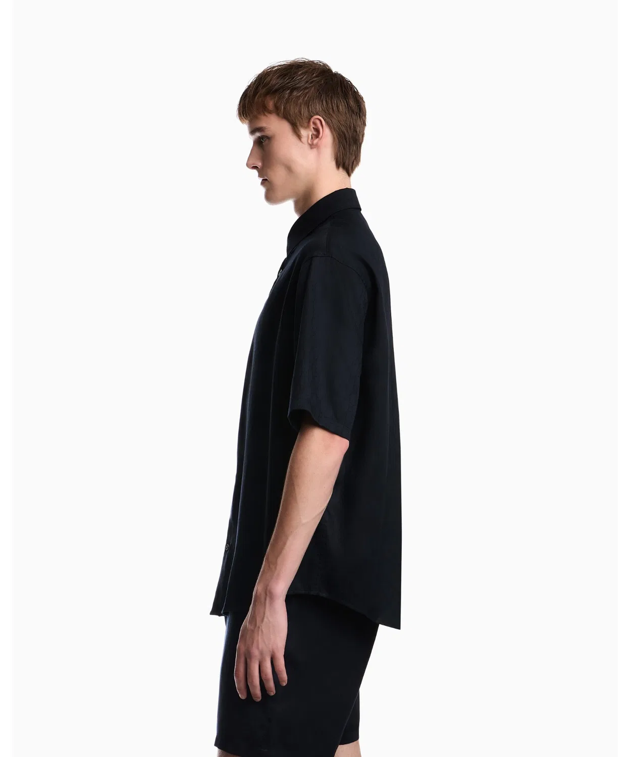 Мужская рубашка с коротким рукавом из лиоцелла Emporio Armani, Regular Fit, модель Emporio Armani — фото 3