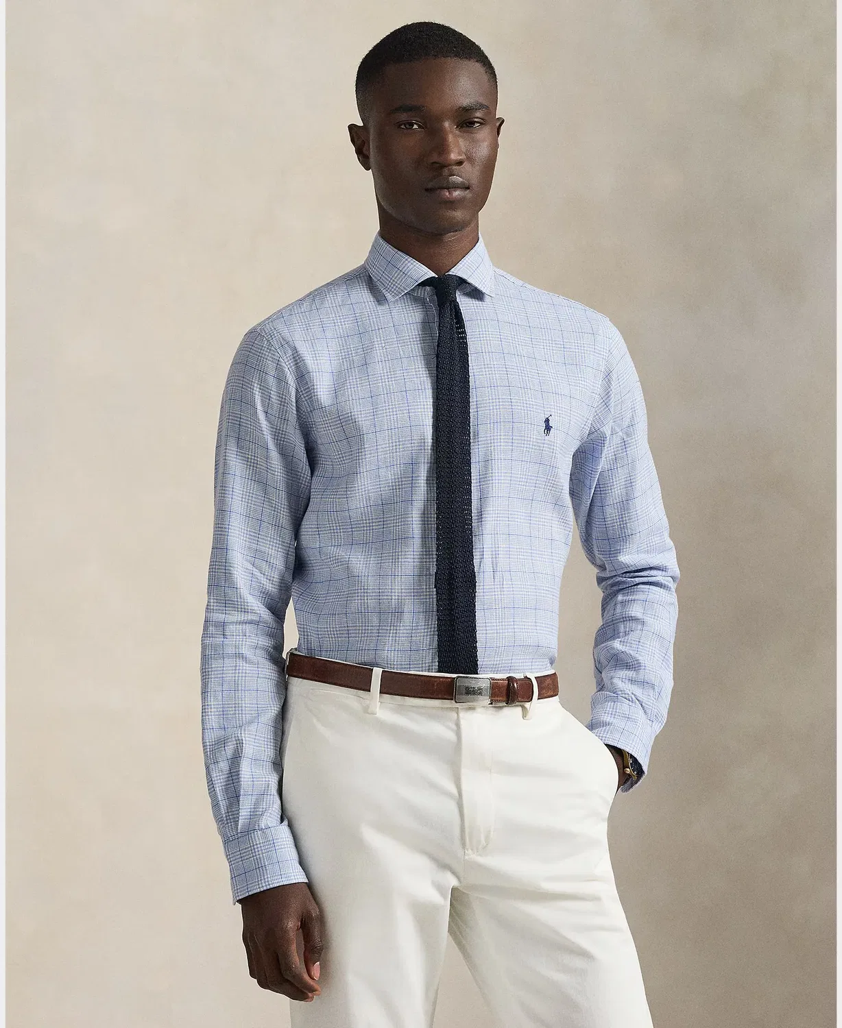 Мужская льняная рубашка Slim Fit Polo Ralph Lauren, Azul Grisáceo