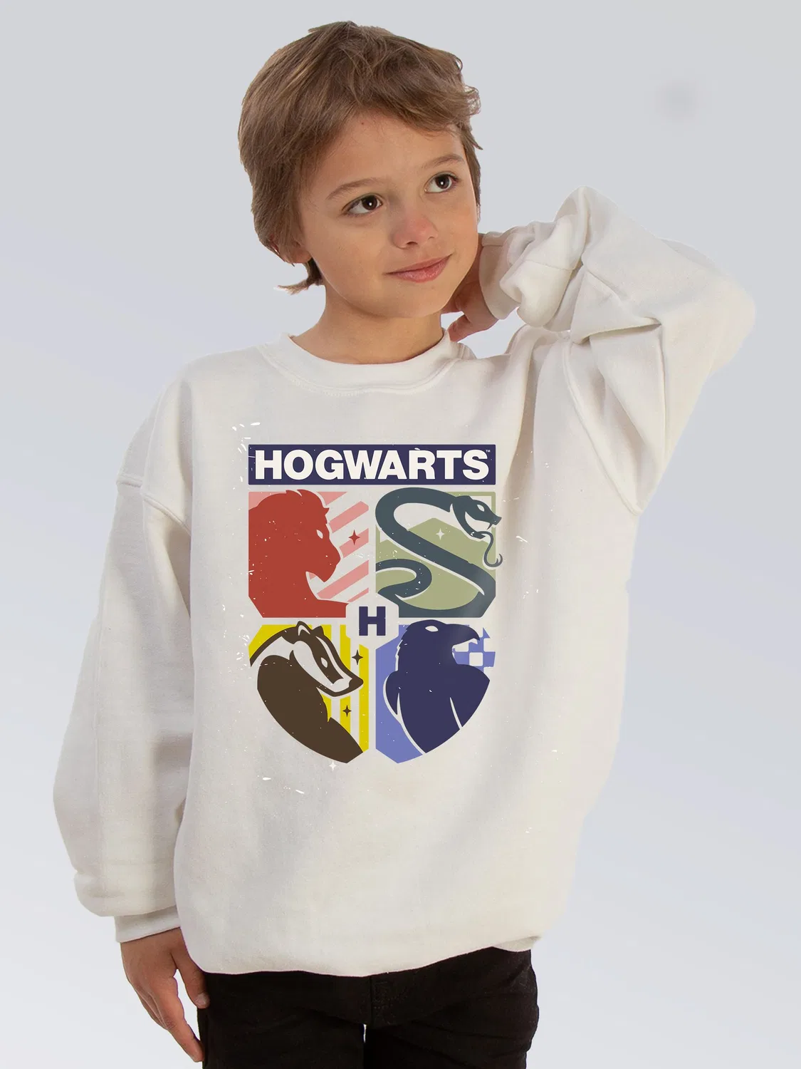 Свитшот с гербом Хогвартса Harry Potter Hogwarts Crest Sweat Top Brands In, белый