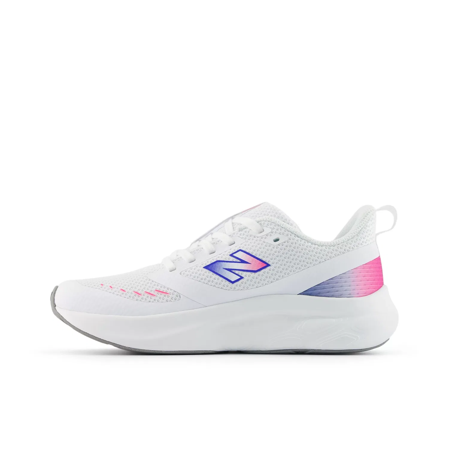Детские кроссовки для повседневной носки с дышащим верхом 625 Lace New Balance, White With Pink Heat And Bluebird — фото 3