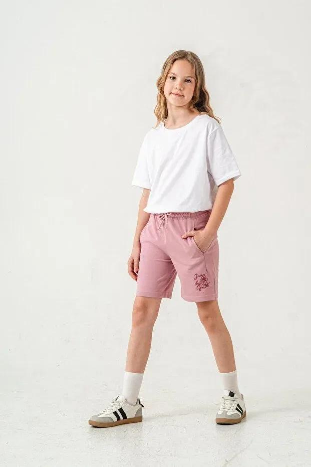 Детские шорты для девочек с вышивкой Jaime le bullet Mışıl Kids, Pink — фото 2