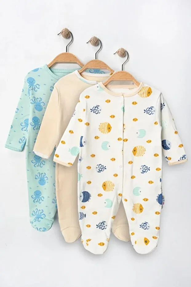 Детский комплект боди-комбинезонов с принтом Enia Baby, Multicolor — фото 2