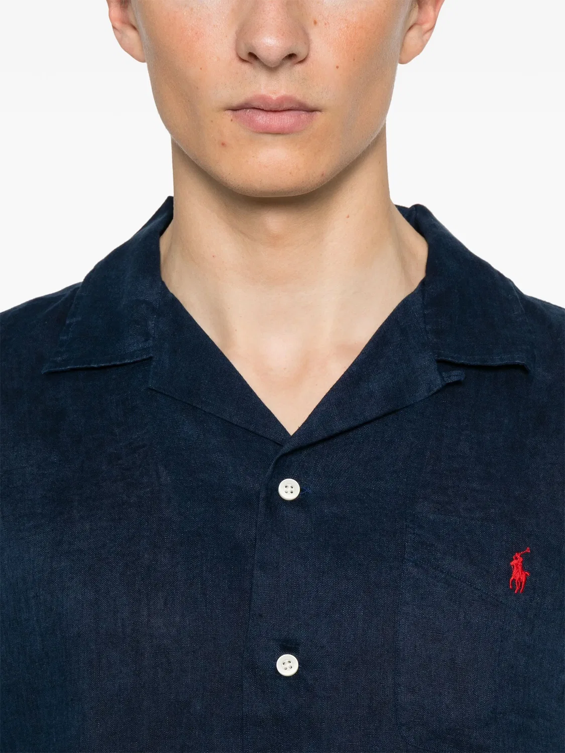 Polo Ralph Lauren Льняная рубашка синяя — фото 2