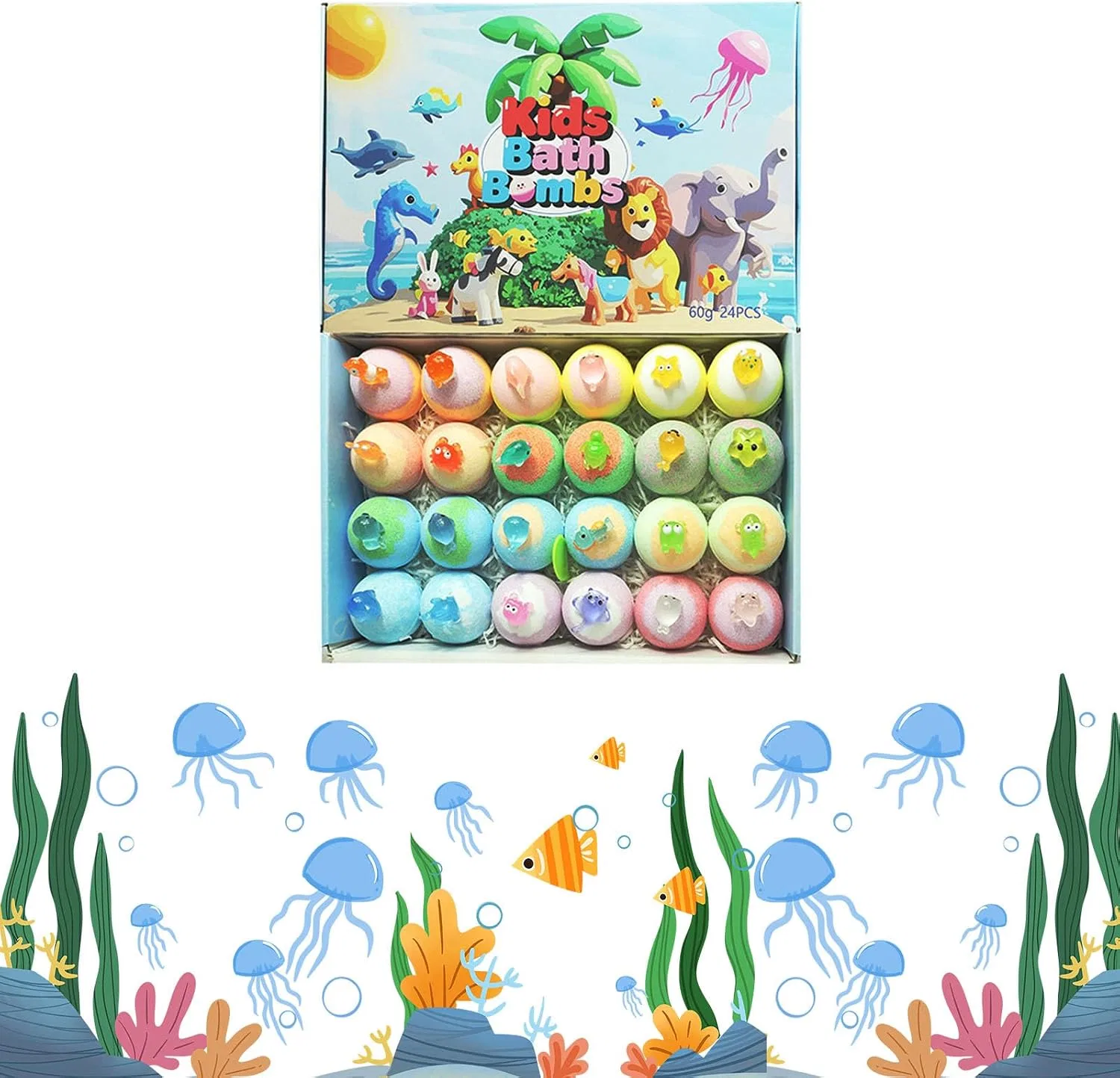 Детские бомбочки для ванны с игрушкой, Ocean Theme, 24 шт Generisch