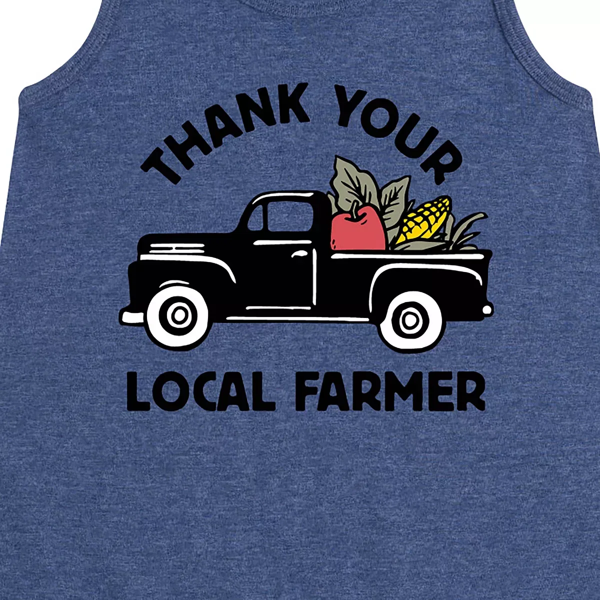 Детское платье-трапеция без рукавов с принтом Thank Your Local Farmer Instant Message, Heather Navy — фото 2