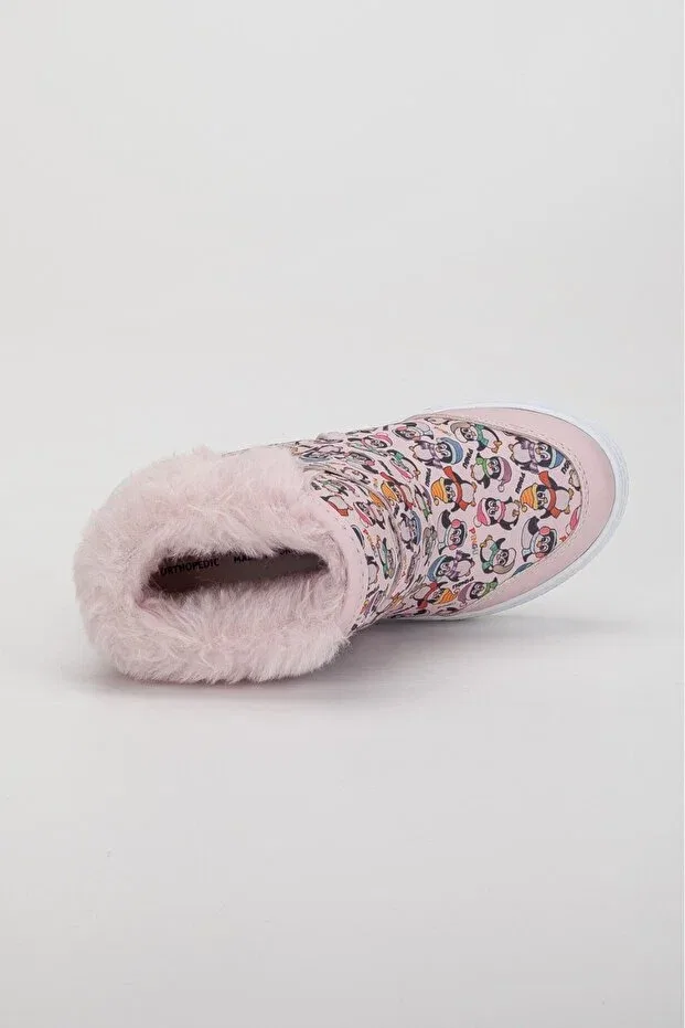 Детские ботинки для девочек с мехом Generic Brands, Pink Pingu Print — фото 4