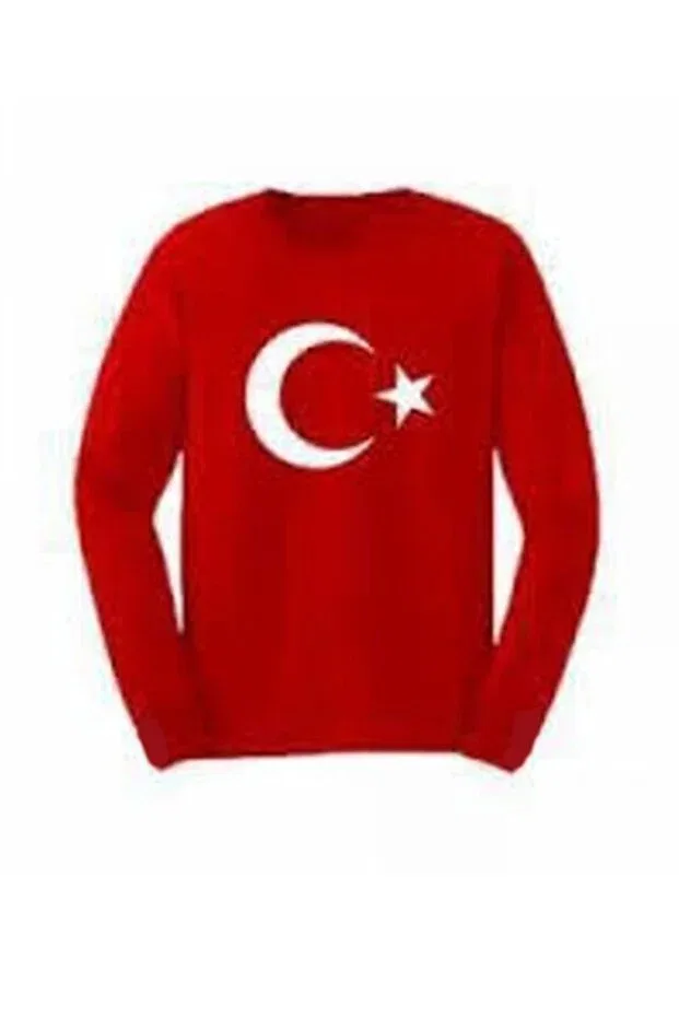 Детская толстовка для девочек с принтом Long sleeve crescent and star turkish flag t-shirt Generic Brands, Red