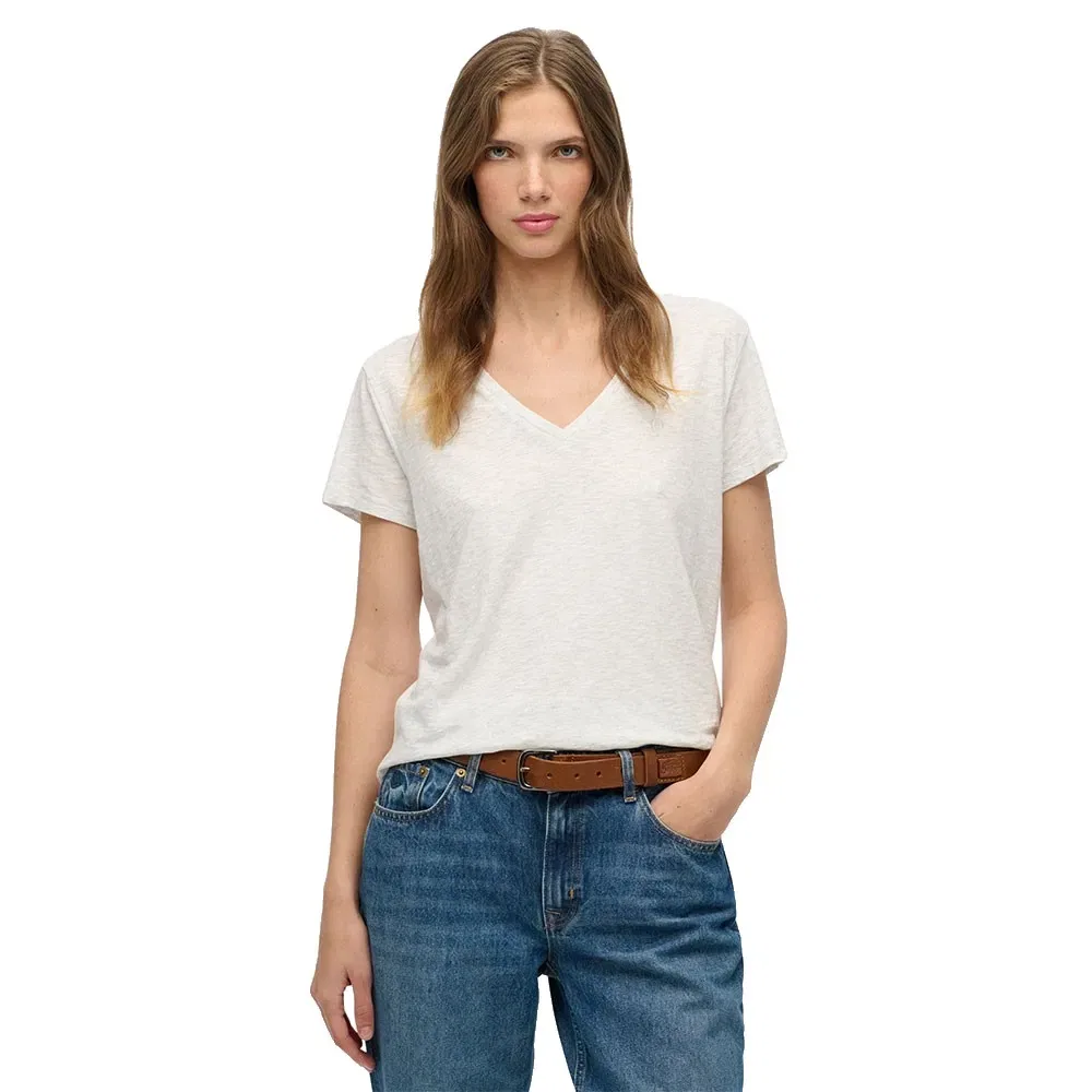 Женская футболка с v-образным вырезом и вышивкой Superdry, White