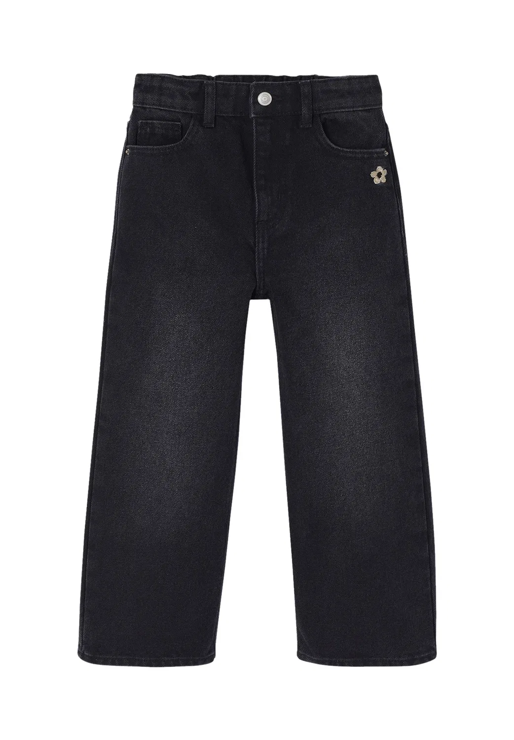 Weite mädchen Jeans mit dehnbund, Bundweite Verstellbar - джинсы свободного кроя Vertbaudet, Schwarz Denim