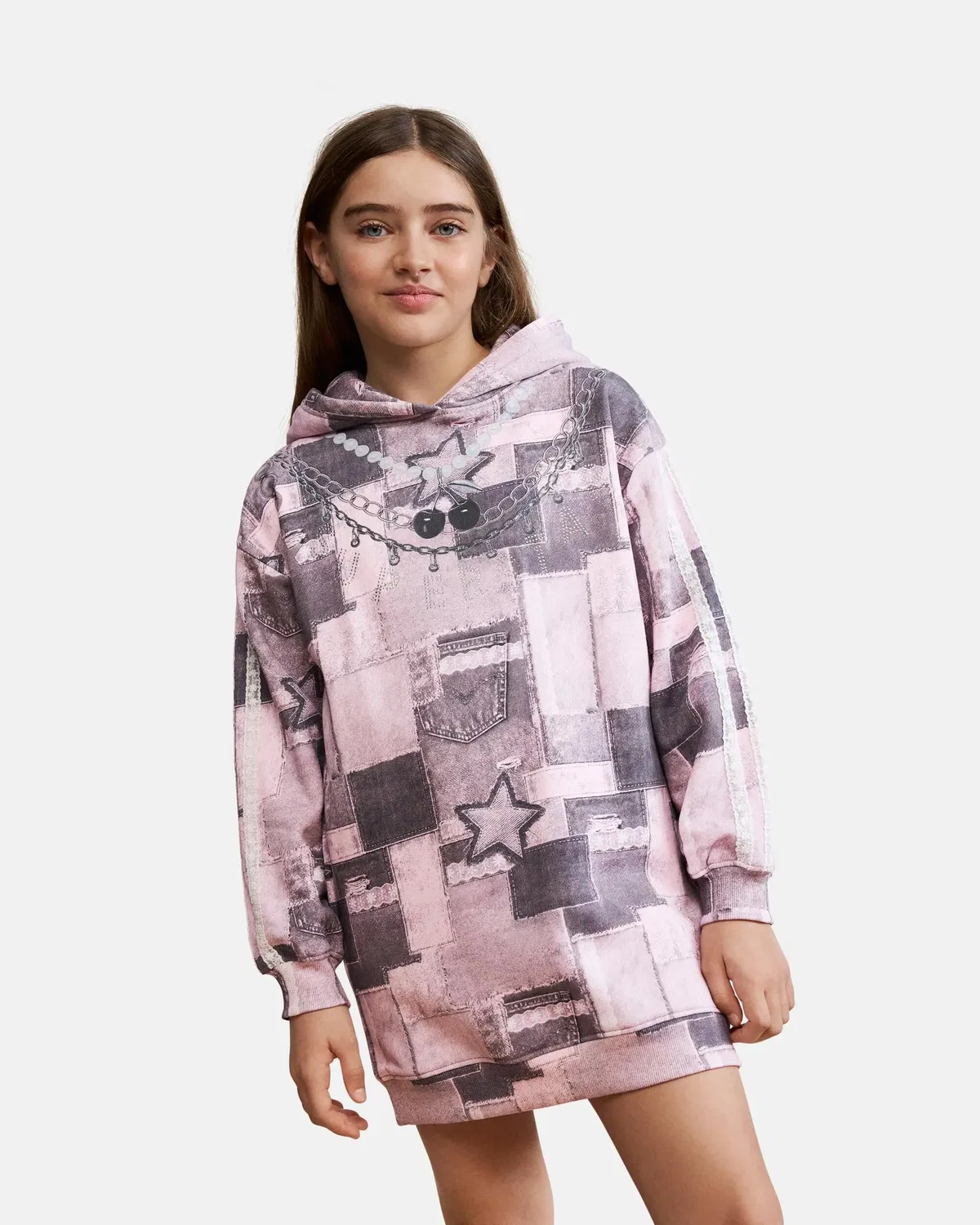 Детское платье для девочек с капюшоном Star Desigual, Rosa — фото 3