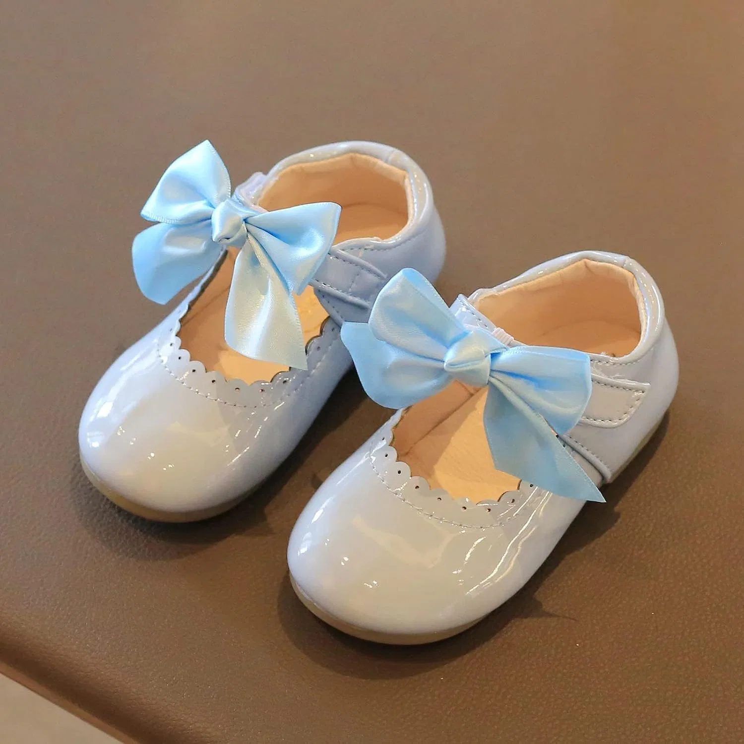 Детские туфли Мэри Джейн с бантом для девочек, Light Blue — фото 3