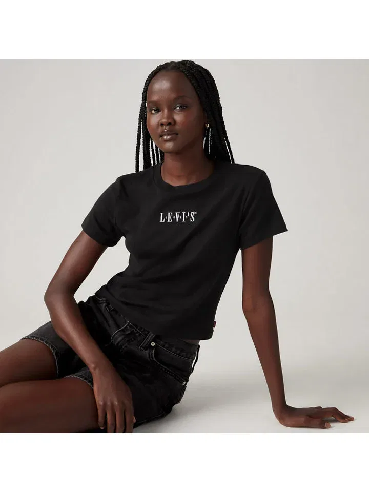 Женская укороченная футболка с круглым вырезом Levi's, Black — фото 4