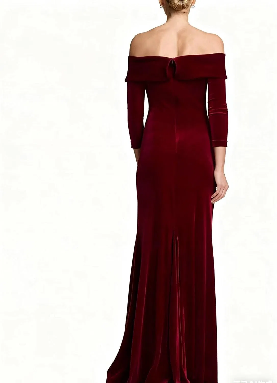 Женское длинное бархатное платье с открытыми плечами YH146, Teal — фото 2
