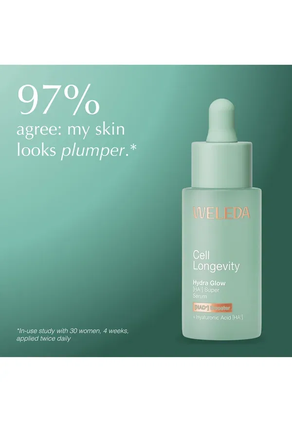 Сыворотка с гиалуроновой кислотой Cell longevity hydra glow super serum Weleda 30 мл — фото 4