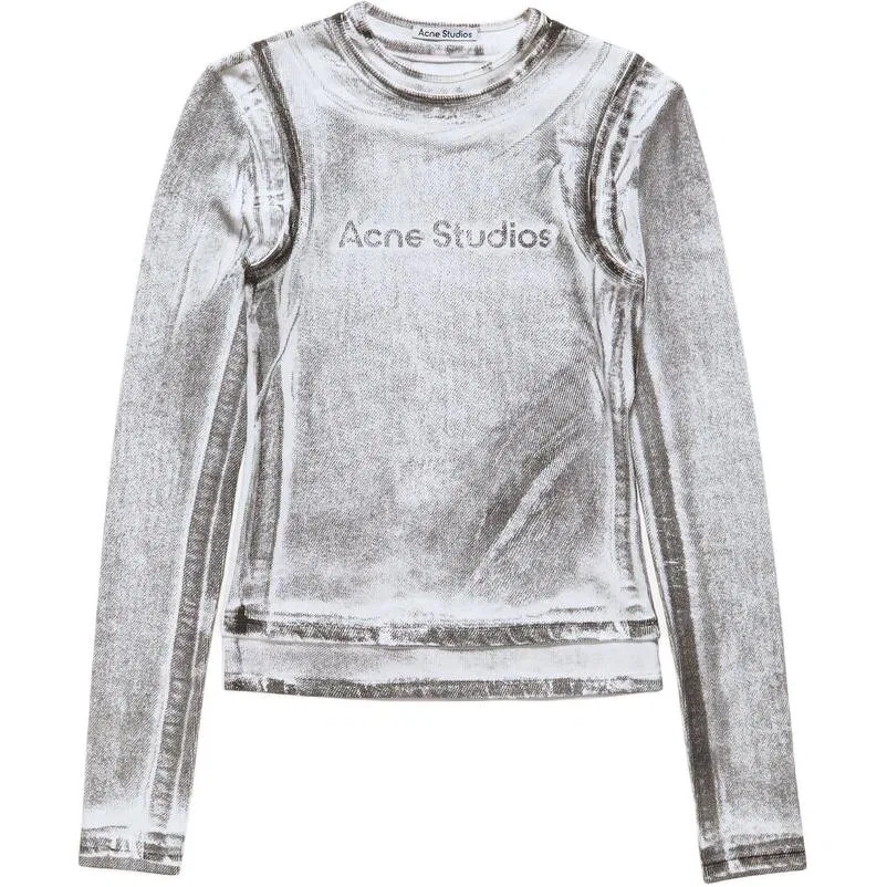 Женская футболка с обычным рукавом Acne Studios, Black/White