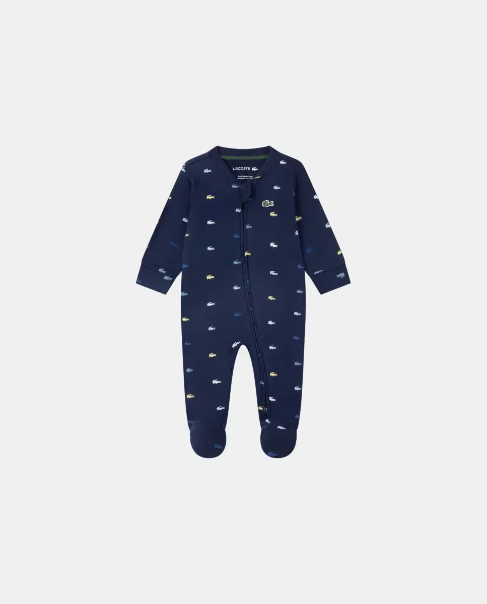 Детский комбинезон с капюшоном и принтом крокодила Mono con patucos Lacoste, Azul