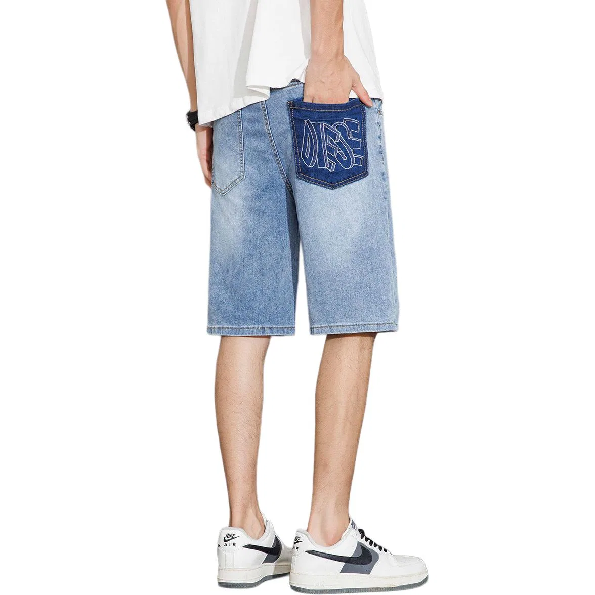 Детские шорты из денима Loose Five-Point Thin Straight Leg Denim Shorts Tonlion, Light Blue — фото 4
