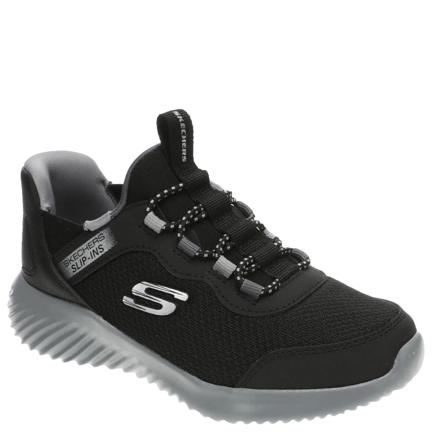 Детские кроссовки для мальчиков с воздушно-охлаждаемой пеной Brisk-burst Bounder Skechers, Black Synthetic Textile Charcoal Trim